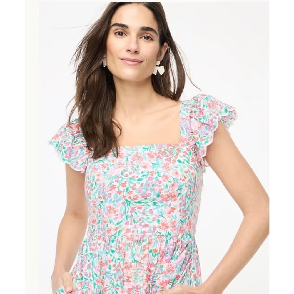 J. Crew Ruffle-sleeve Midi Dress in Bright Spearamint - Picture 3 of 13